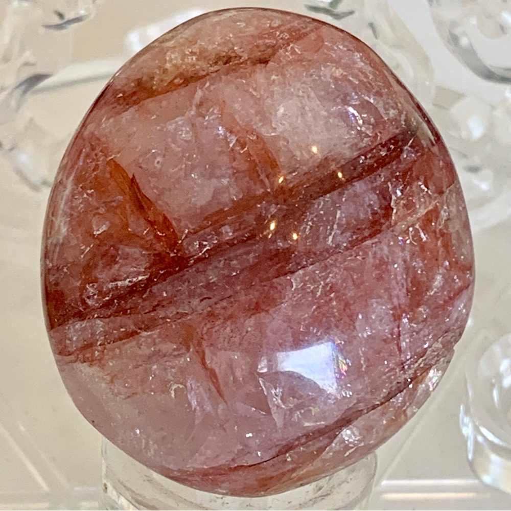 2" RED FIRE QUARTZ Hematoid Crystal Polished Palm Stone Tumble Madagascar 79g